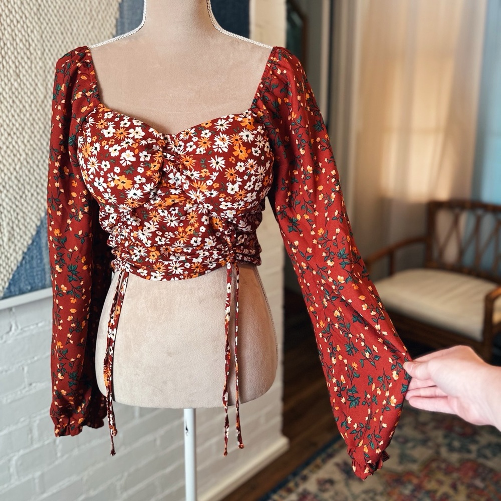 Floral Rust Crop Top